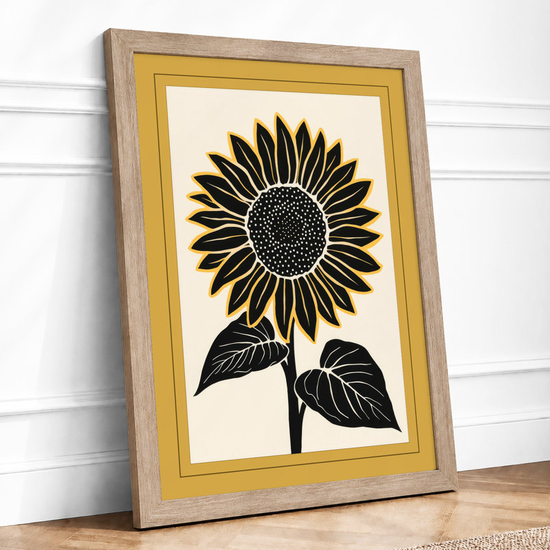 Bold Sunflower Botanical - Print, A1 - 84.1 x 59.4 cm, Oak
