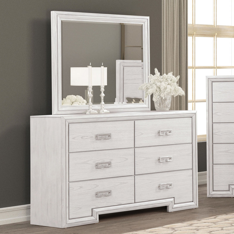 Commode 6 tiroirs avec miroir Fadime