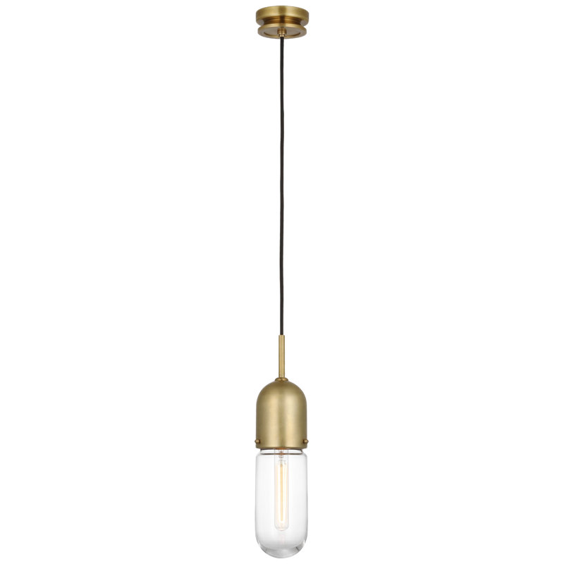 Junio 1 - Light Pendant, Clear, Hand-Rubbed Antique Brass