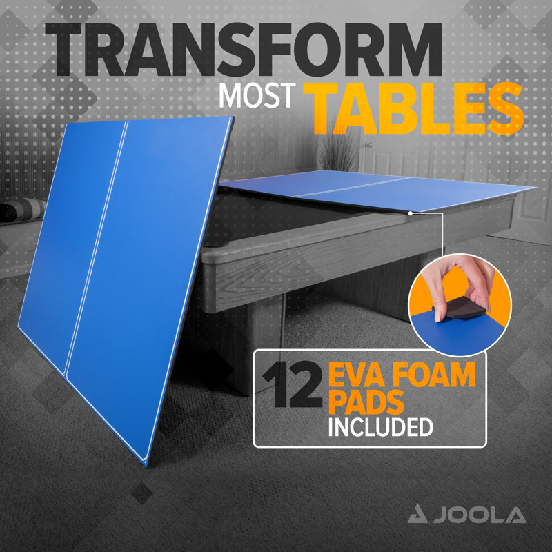 Plateau de conversion de table de tennis de table 4 pièces JOOLA Tetra - Comprend un ensemble de filet de ping-pong - Plateau de conversion pour tables de billard et billard