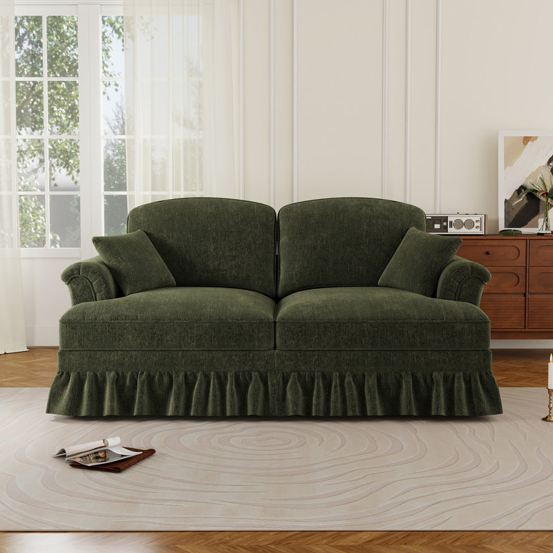 Très grand canapé deux places Mid-Century, Vert, H 36,6 po x l 76,4 po x P 32,8 po