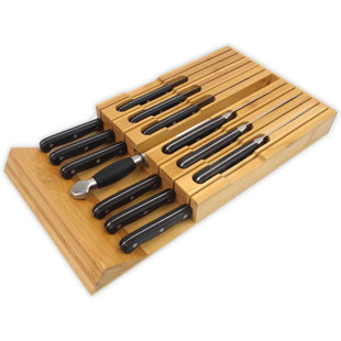 in Drawer Bamboo Knife Block and Cutlery Storage Organizer, Holds Up to 15 Knives - Bacteria Resistant and Protects Blades by Classic Cuisine