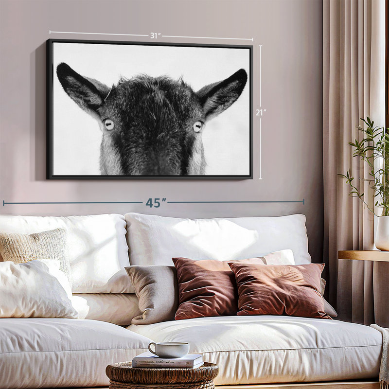 «Peeking Black Goat», art mural, H 21 po x l 31 po