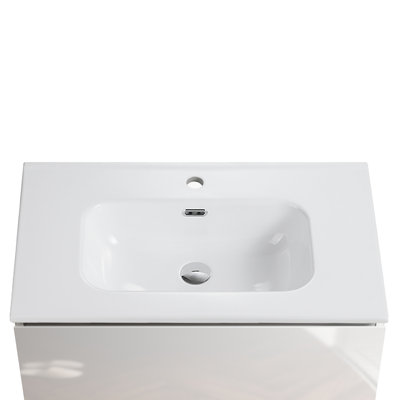 Bb09-30-311 Integrated White Ceramic Basin, Glossy Finish, Contemporary And Sleek Design, Simple Cleaning Care, Rounded Edge For , 31.42 Lb Weight, 6.99 In Height, 18.47 Width, 29.43 Depth Sink, High