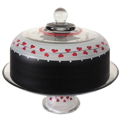 Hearts & Vines Glass Cake Stand