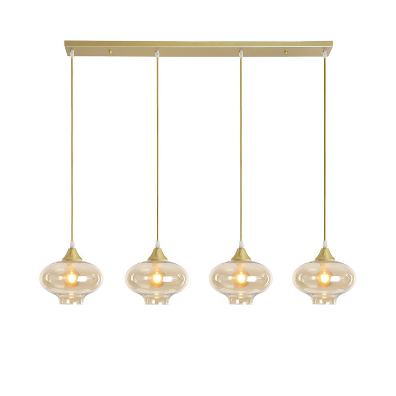 Martelly 4 - Light Kitchen Island Pendant, Amber, Gold