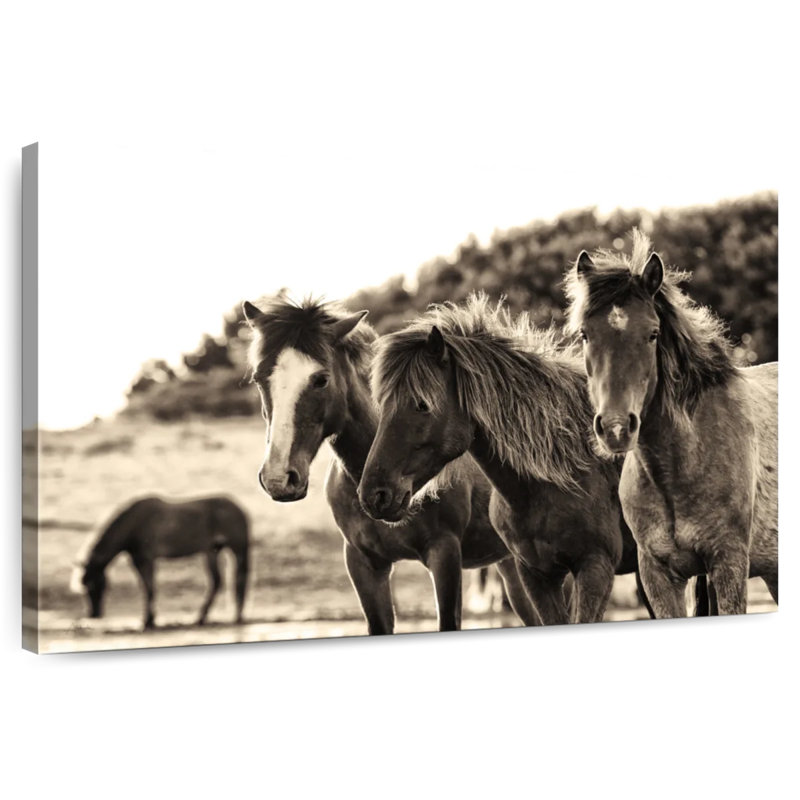 Horses Three Sepia, 32" H x 48" W