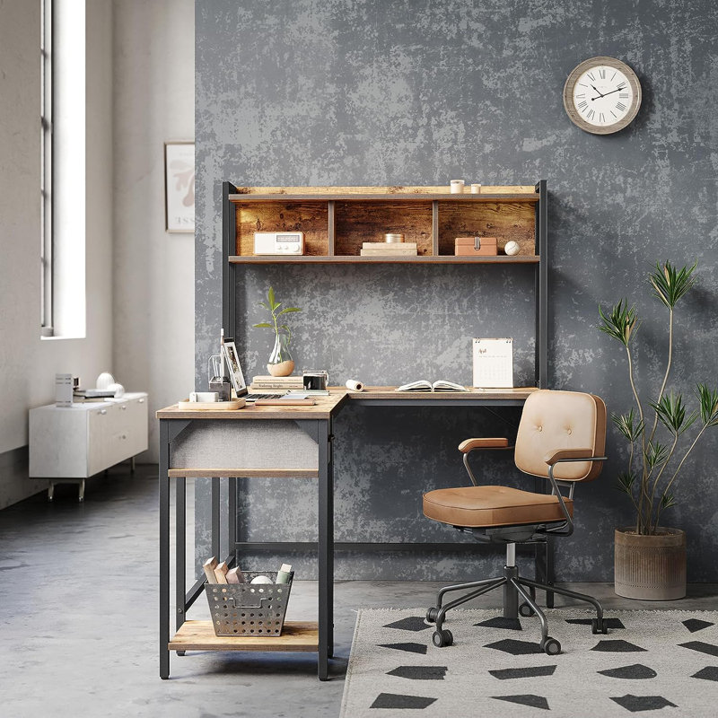 Bureau en L Lilou, Brun rustique / noir