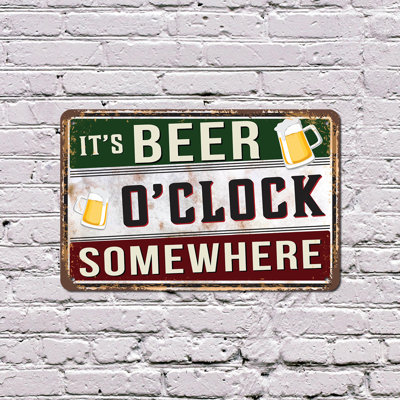 It’s Beer O’clock Somewhere 13 Inch x 20 Inch Plastic Sign