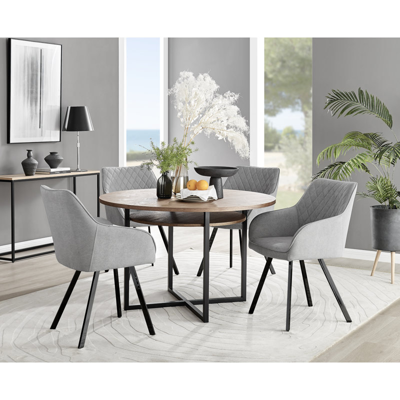 Ensemble repas pour 4 personnes Aaryana, Gris clair / noir