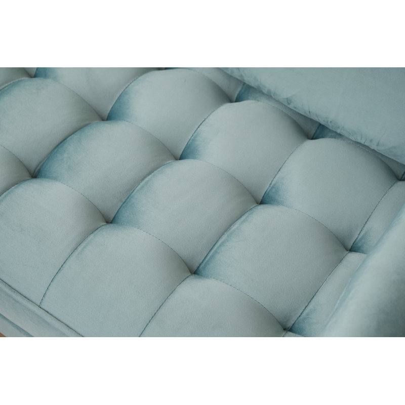 Marsai Upholstered 59'' Loveseat, Light GreyishCyan Velvet