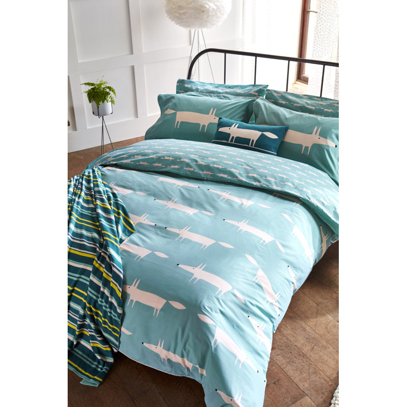 Mr Fox Wildlife Duvet Cover, Double Duvet Cover, Teal