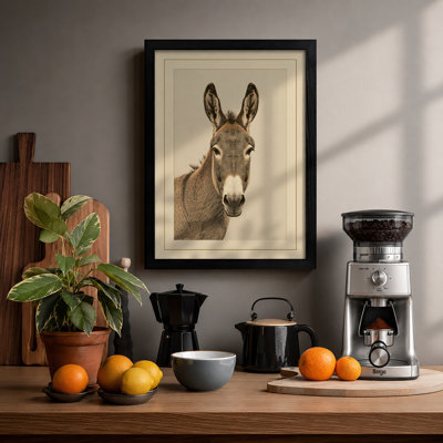 Attentive Donkey Realism - Framed Print