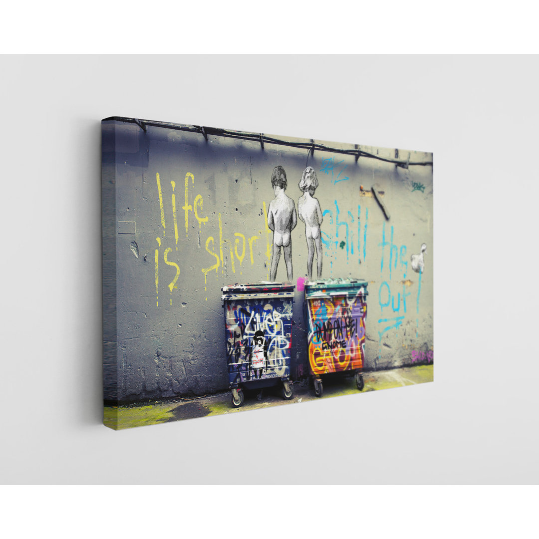 Peeing Boys Life Is Short Chill The Duck Out BANKSY Classic Painting Canvas Print Art Home Decor Wall East Urban Home 