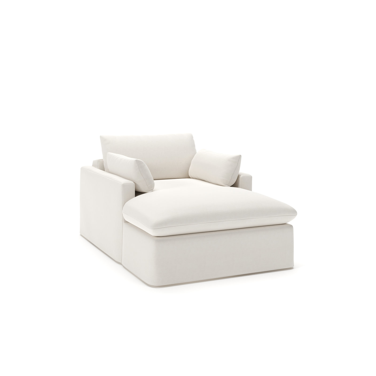 Luna Slipcovered Chaise, Lena Off White Performance Linen Blend