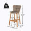 Tabouret de bar d'extérieur en bois fini teck avec osier brun clair, ensemble de 2
