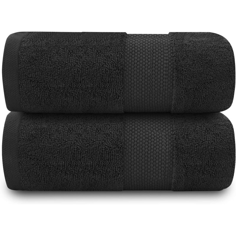 Miami 2 Piece Bath Sheet Same-Size Bale, Black, Bath Sheet - 2 Pack