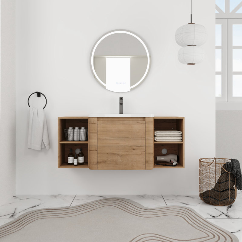 Ensemble de meuble-lavabo flottant simple 48 po avec comptoir en céramique 48 po, 48"