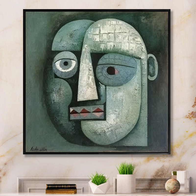 «Abstract Mask Portrait Picasso Hommage», reproduction sur toile, H 30 po x l 30 po x P 1 po, Cadre flottant noir