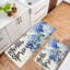 Ensemble de 2 tapis de cuisine hydrangées et théières à motif floral bleu