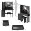 Ensemble de meuble-lavabo de 41 po avec miroir à DEL, tabouret rembourré, armoire de rangement gauche, prises de courant et ports USB, support pour sèche-cheveux, éclairage tactile 3 couleurs