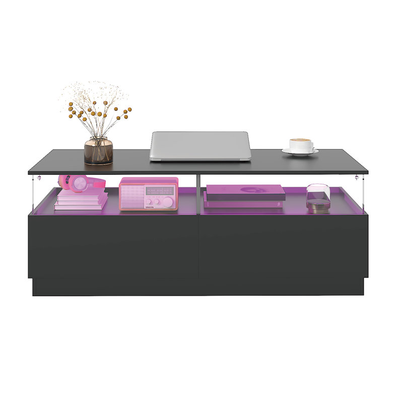 Pedestal Coffee Table with Storage, Black