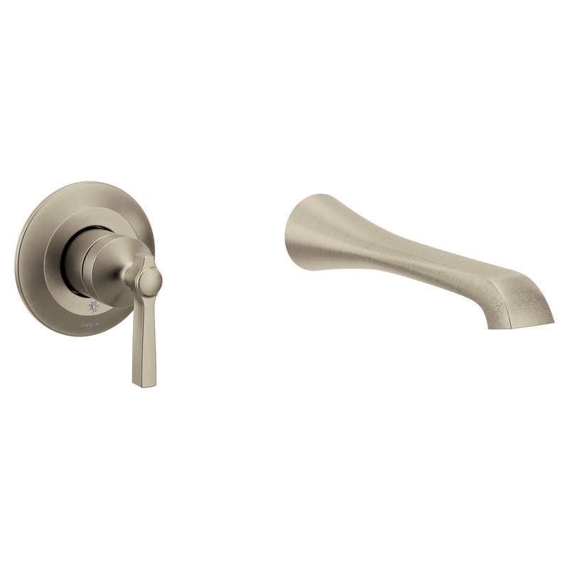 Flara Single Handle Wall Mount Tub Filler High Flow Tub Faucet With 10" Spout Reach, Brushed Nickel