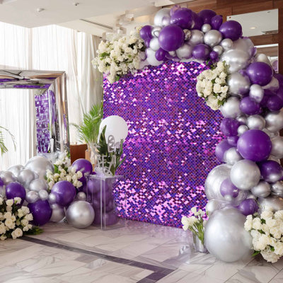  12 panneaux de fond de mur de sirène scintillante 3 x 4 pi mauve carré paillettes décoration de fête pour fiançailles