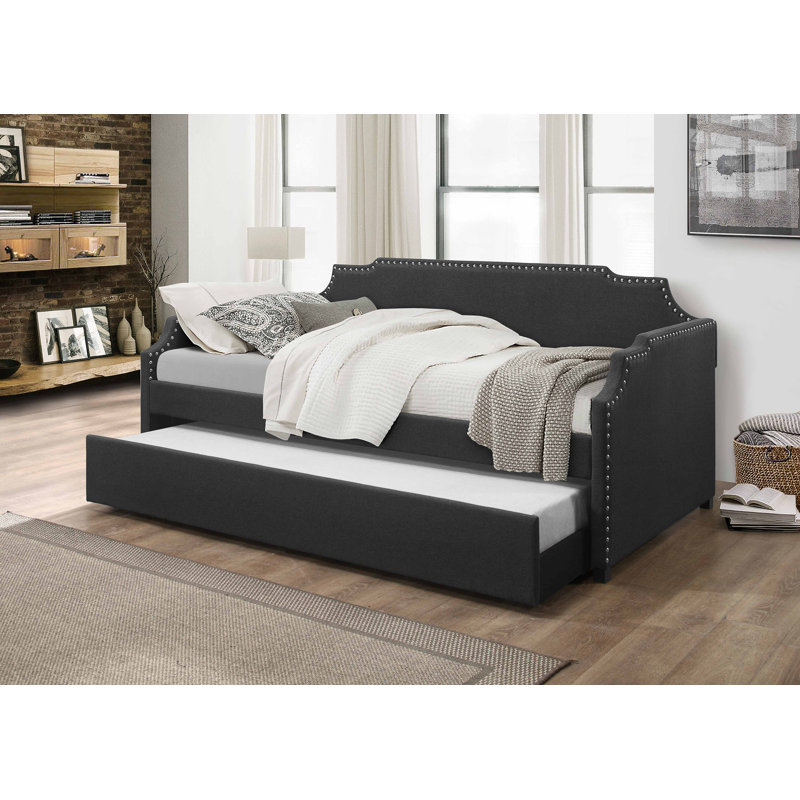 Lit de jour simple avec couchette Lockehaven, Gris foncé