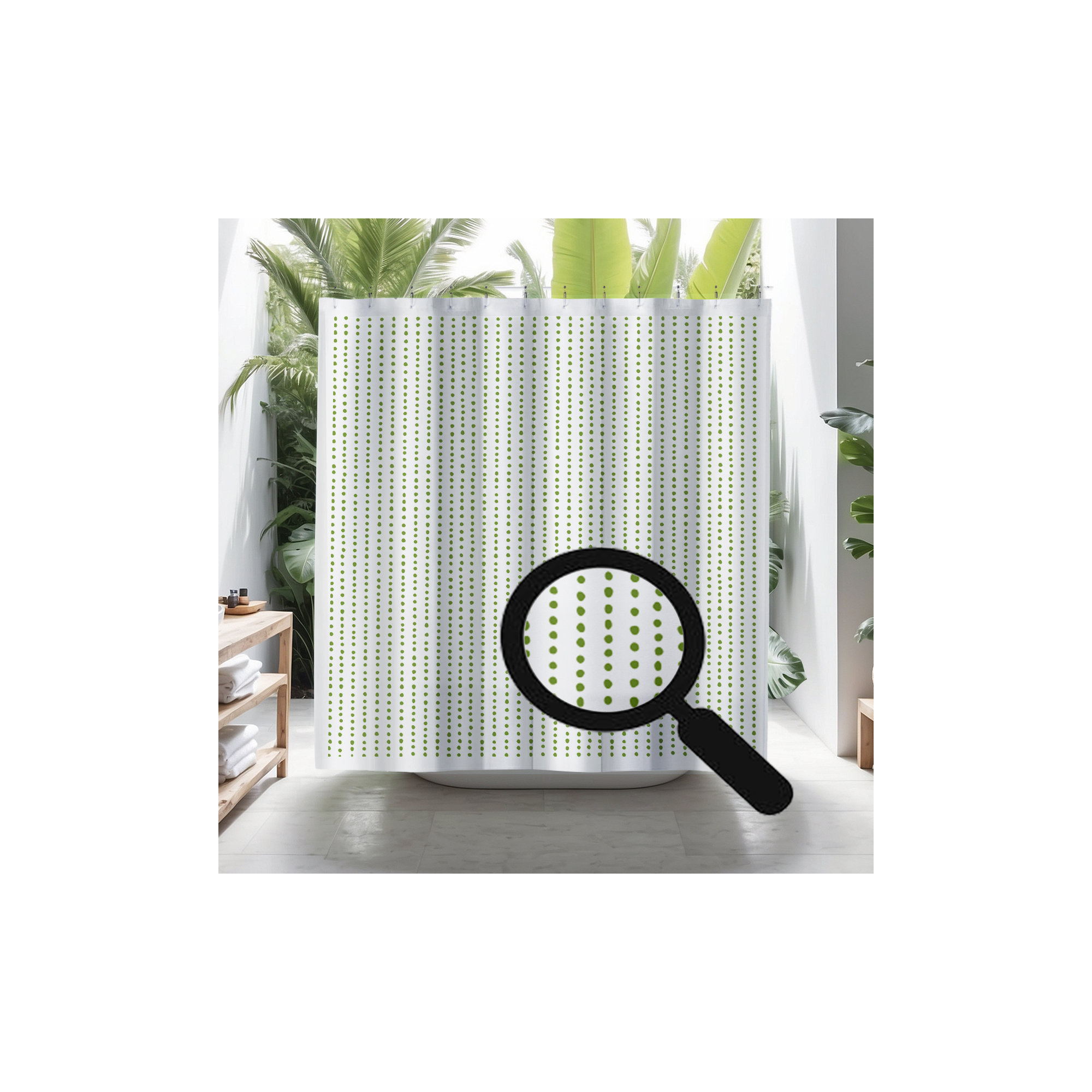 Thora Dots Mid-Century Shower Curtain, Chartreuse