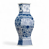 Rectangular Porcelain Vase Blue Floral