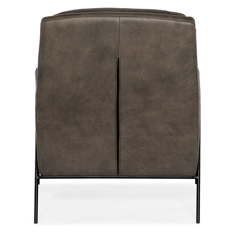 Aziel Metal Frame Club Chair, Ankur Meteor Genuine Leather