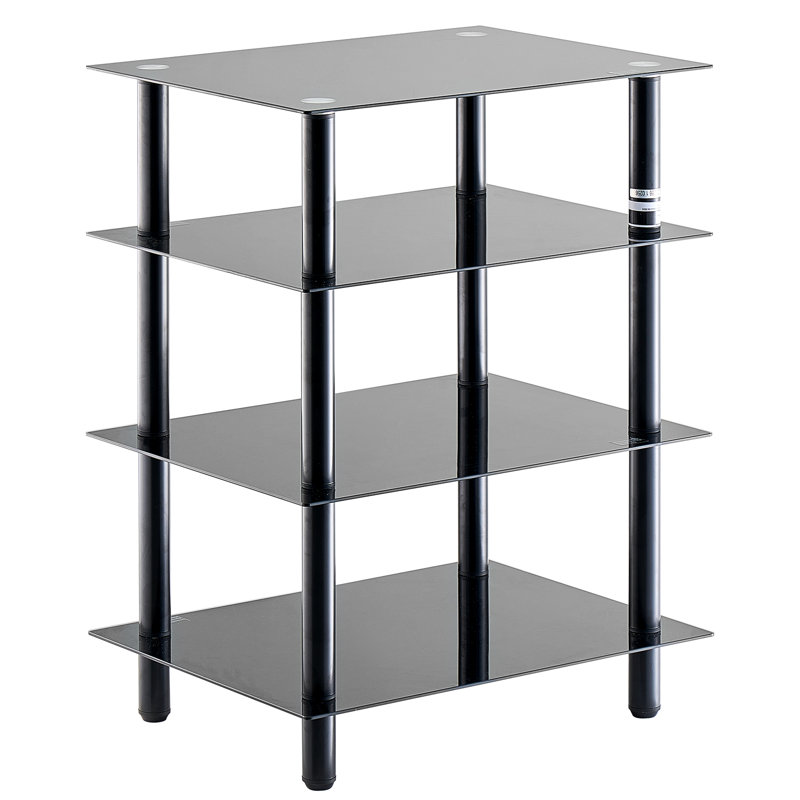 4-Tier AV Media Stand Strengthened Tempered Glass Audio-Video Media Stand