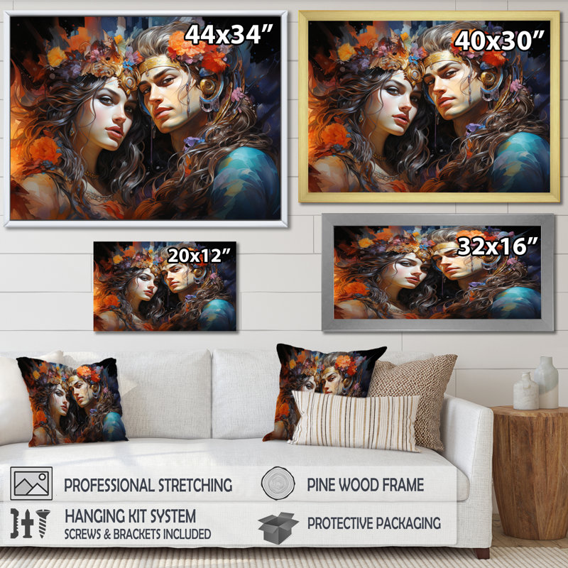 «Hinduisim Ardhanarishvaras Unity II», reproduction sur toile, Cadre photo argenté, H 30 po x l 40 po x P 1,5 po