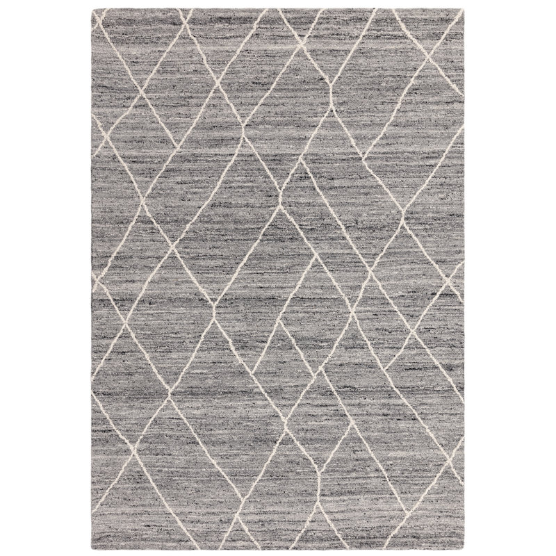 Besi Moroccan Hand Woven Area Rug, Grey, Rectangle 160 x 230cm