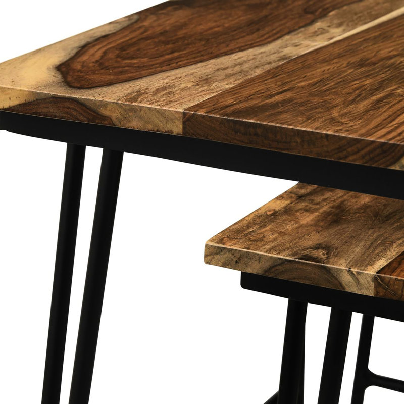 3 Nesting Tables With Rich And Metal Support Rectangular Wood Frame
