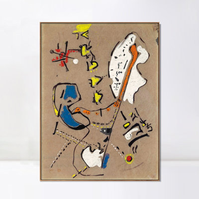 Reproduction d'art giclée sur toile sans titre (12) par Jackson Pollock, art mural pour le salon, décorations de bureau à domicile (cadre de couleur bois mince, 24 po x 32 po)