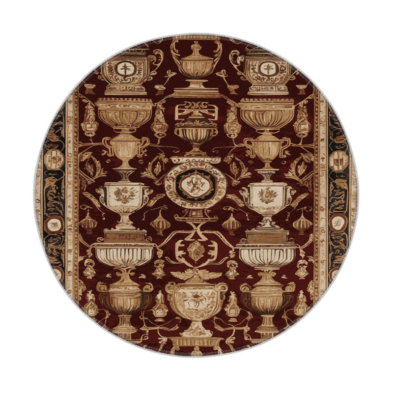 Tapis d'intérieur et d'extérieur brun français, Rond 5 pi