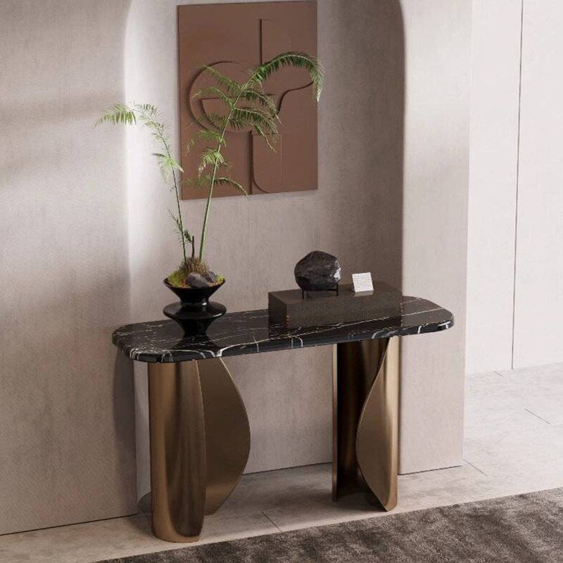 Console en pierre frittée de style italien, H 33,4 po x l 62,9 po x P 13,7 po