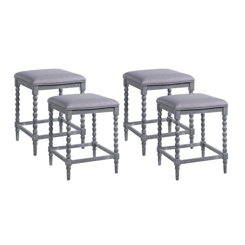 Tabourets de comptoir en bois d'acacia rustique 26 po Alden avec siège rembourré en mousse et conception ouverte