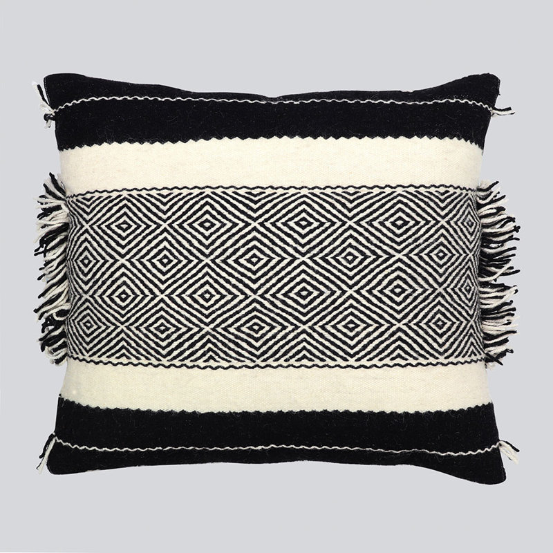 Housse de coussin Shadoui, Beige / noir géométrique 2