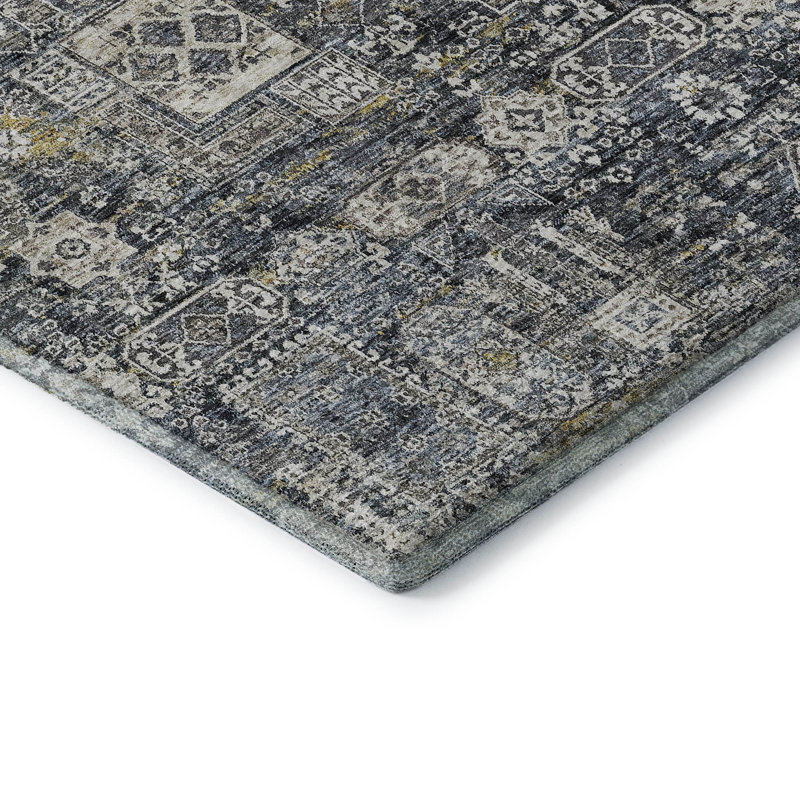 Premium Machine Washable Cerrito Charcoal Rug, Round 8'