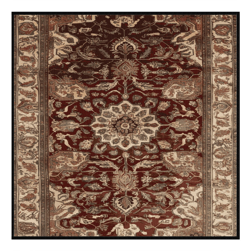 Machine Washable Persian Brown Area Rug, Square 7'