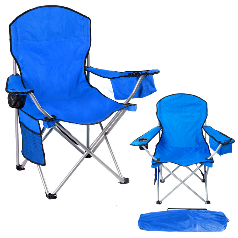 2-Pack of Camping Chairs With Built-in Mini Ice Cooler, Storage Pocket, Cup Holder, Carry Bag Perfect For Camping, Tailgating, Fishing, Beach, And Lawn