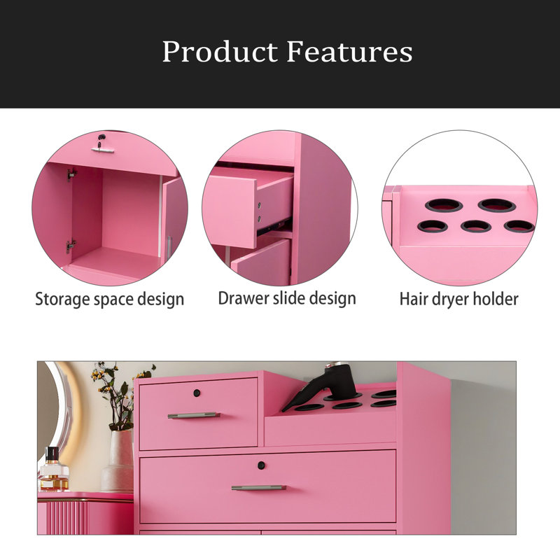 Armoire de rangement pour salon de beauté verrouillable, Rose