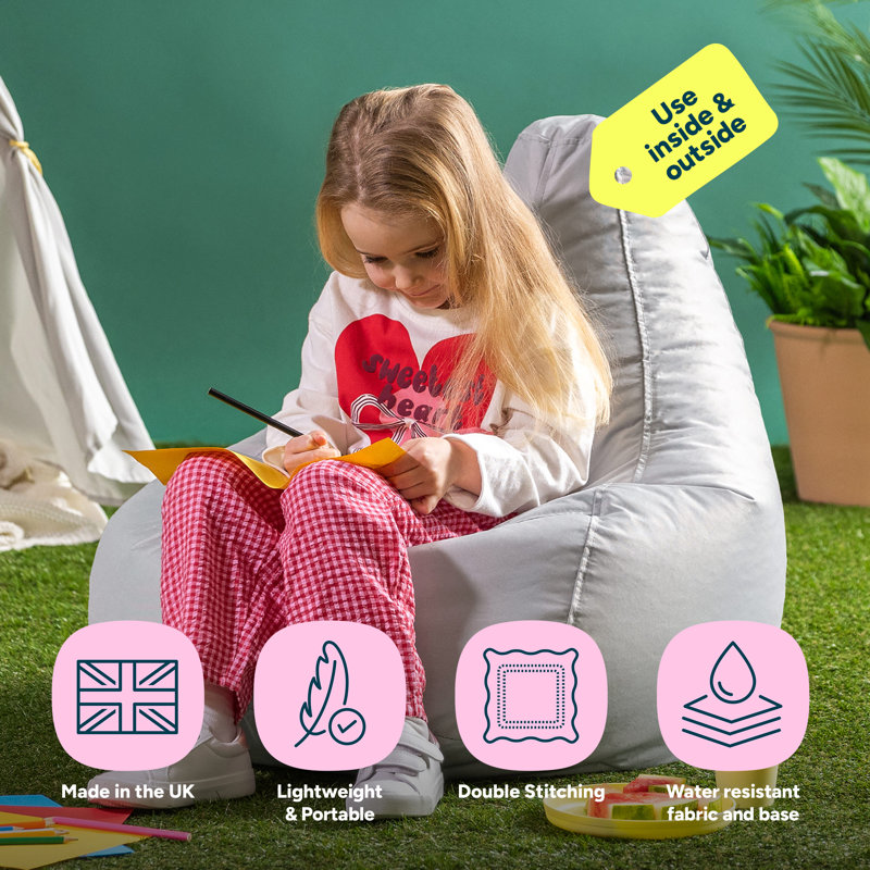 Kids Dalton Indoor-Outdoor Bean Bag, Light Grey