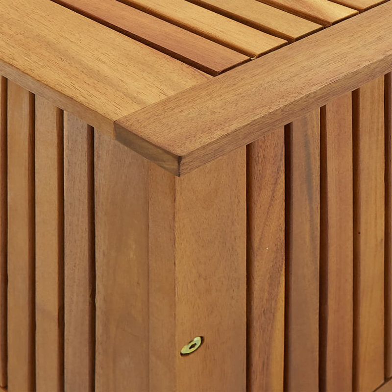 Solid Acacia Wood Outdoor Deck Box with Water-Resistant Bag