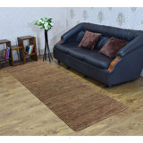 TAPIS EN JUTE UNI SUMAK NOUÉ À LA MAIN RESPECTUEUX DE L'ENVIRONNEMENT à poils hauts en fibre naturelle de couleur brun clair avec motif uni pour l'intérieur et l'extérieur Heller