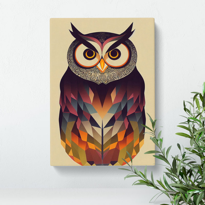 Unique Owl No.2 - Print, No Matte, 50cm H x 35cm W x 3cm D, Wrapped Canvas