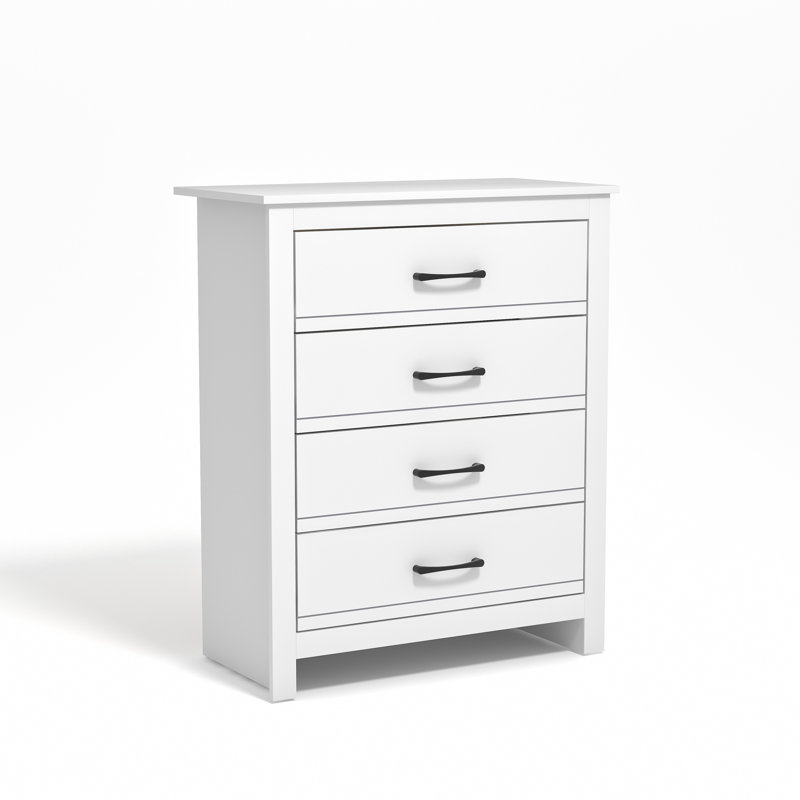 Limestone 4 - Drawer Chest of Drawers, White/White